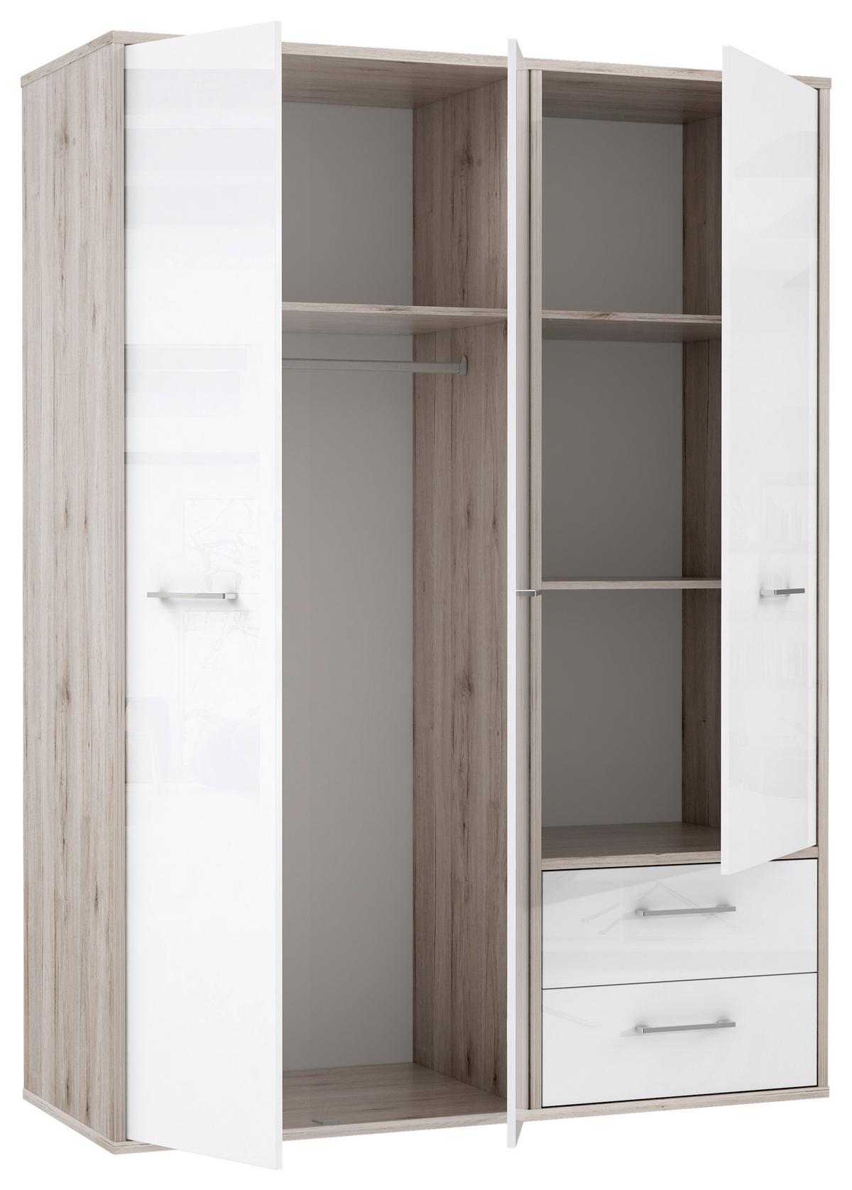 DULAP USI ROTATIVE JANDIA - alb/culoare lemn stejar, Konventionell, plastic/metal (147/201,5/60cm) - Modern Living
