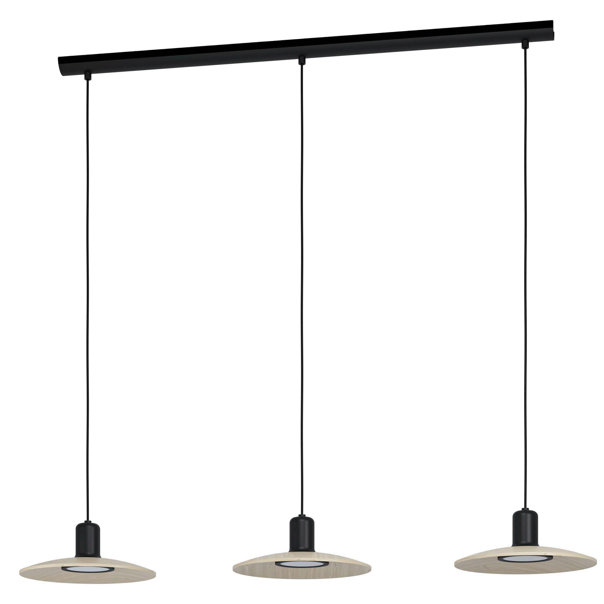 Hängeleuchte 39912_mayazes - Schwarz/Naturfarben, Design, Holz/Metall (105/25/150cm) - Eglo