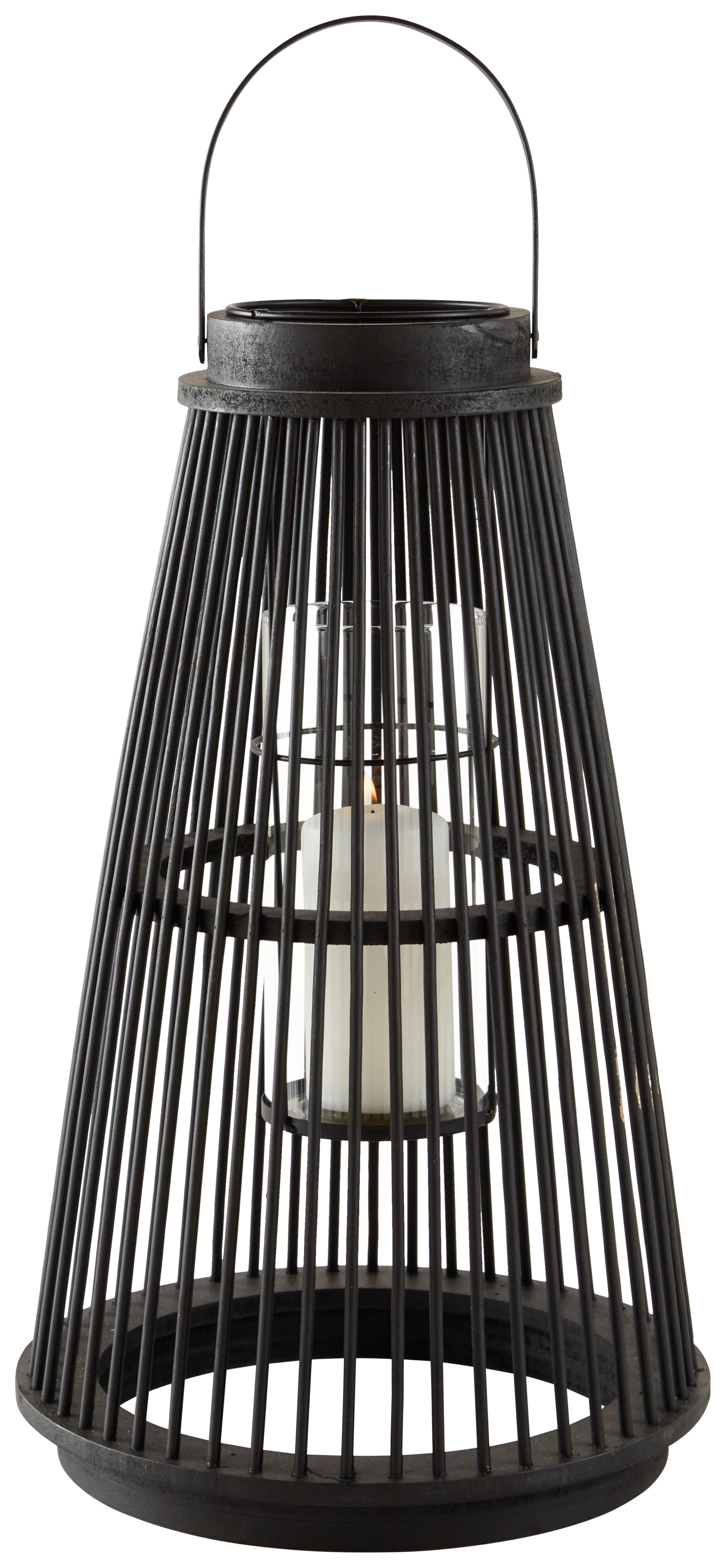 Laterne Gonzalo in Schwarz - Transparent/Schwarz, Konventionell, Glas/Holz (28/47cm) - Based