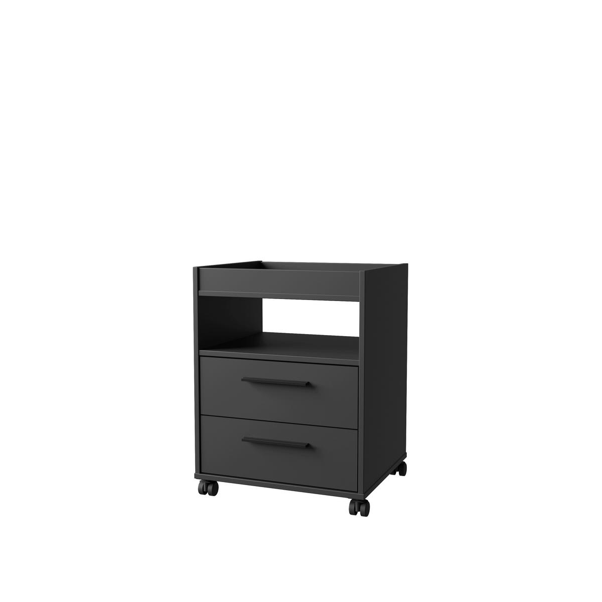 Rollcontainer in Schwarz - Schwarz, MODERN, Holzwerkstoff/Kunststoff (48,4/63/42cm) - Mömax