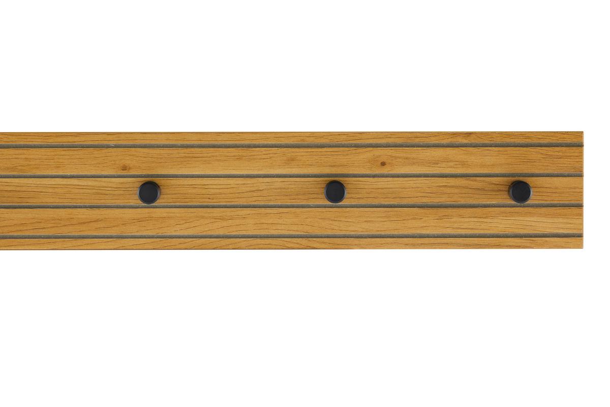 LISTWA Z WIESZAKAMI LINE - kolor dębowy/czarny, Design, materiał drewnopochodny/metal (80/9/1,5cm) - Carryhome