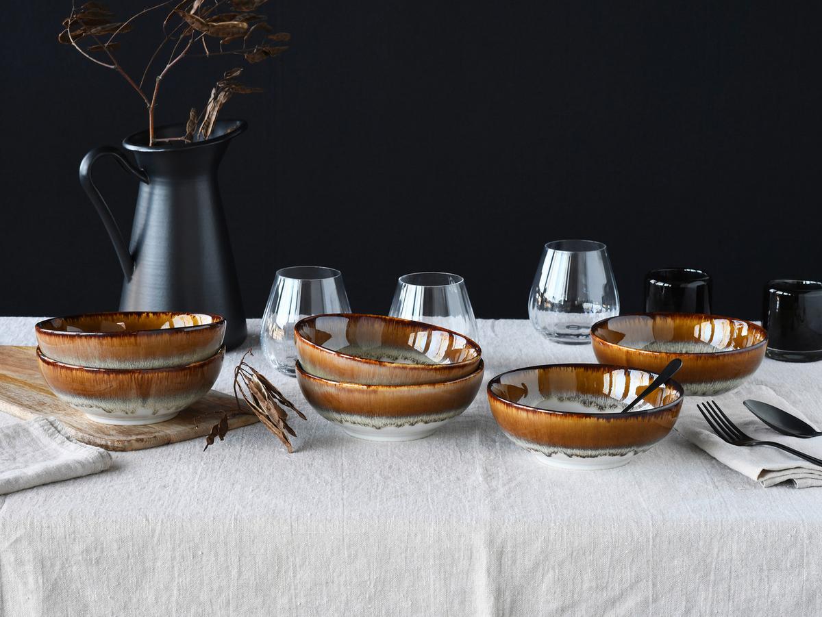 Set Posod Cascade Brown, 6-Delni - bela/rjava, Design, keramika (16,5cm) - Creatable