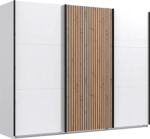 Omara Z Drsnimi Vrati Andorra, Bela, Barva Hrasta, Š. 300 Cm - črna/barve hrasta, Konvencionalno, kovina/leseni material (300/218/65cm) - Premium Living