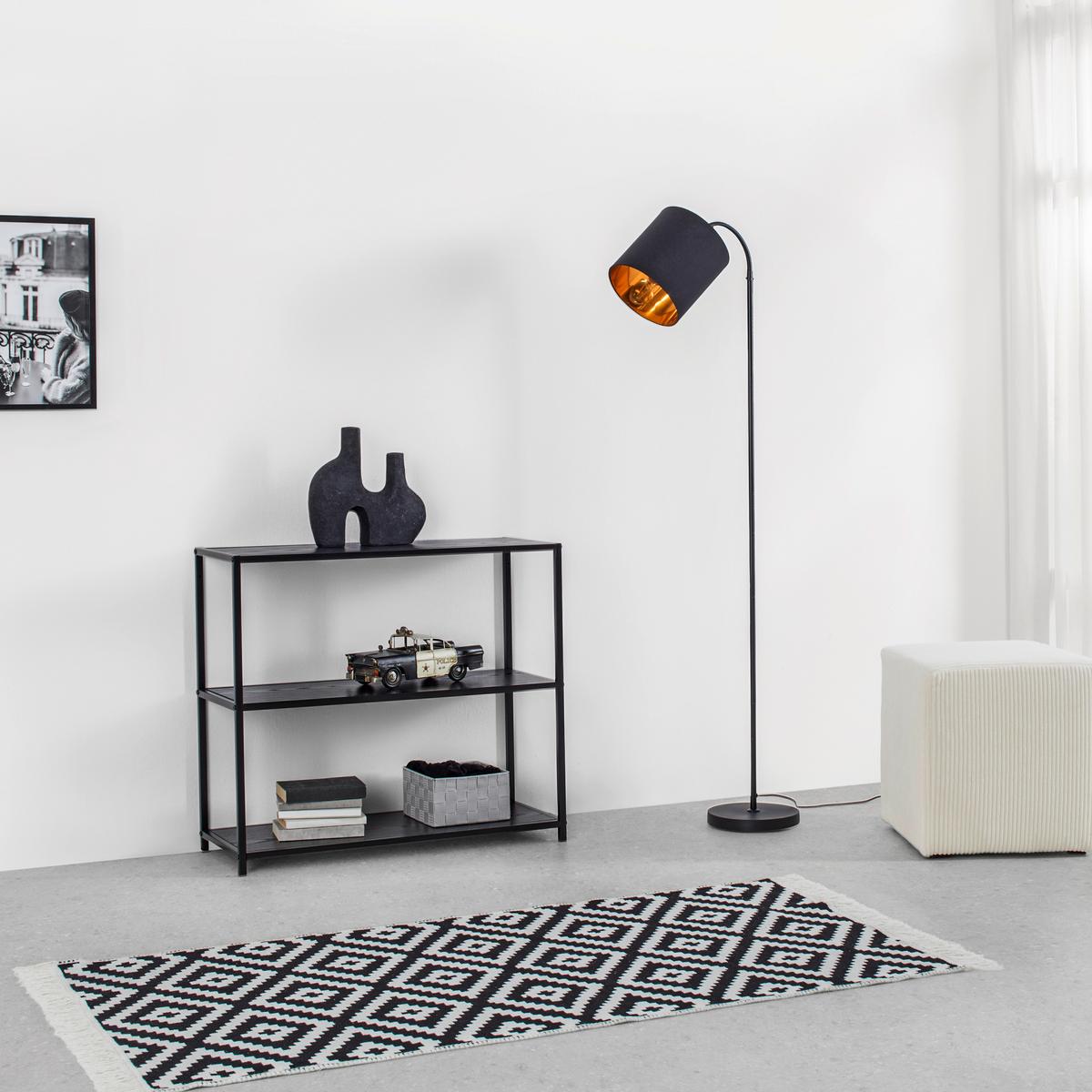 Polc Fekete Bastian - fekete, Modern, faalapú anyag/fém (77/68/30cm) - Mömax