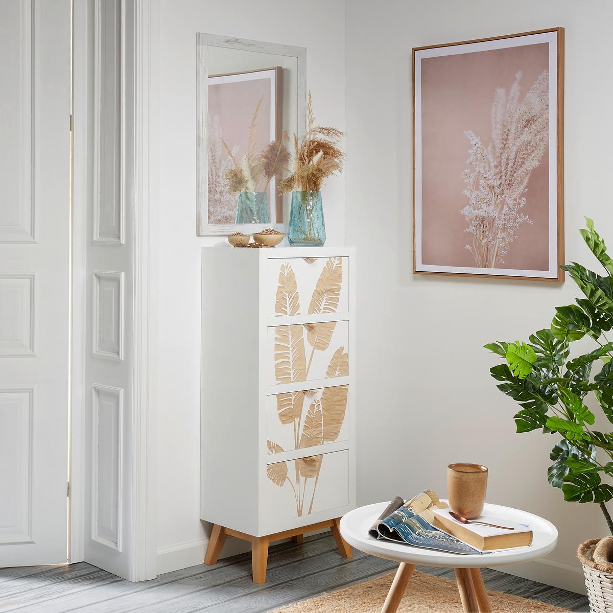 Kommode aus Paulownia massiv - Weiss/Goldfarben, Lifestyle, Holz/Holzwerkstoff (45/109/30cm) - Premium Living