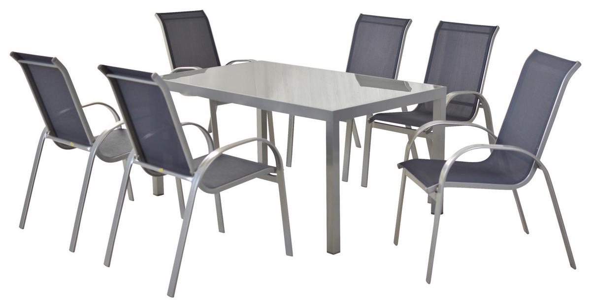 GARTENSET AMALFI - Blau/Silberfarben, MODERN, Textil/Metall - Gardenson
