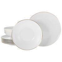 Jedilni Servis Valencia, 12-Delni - zlate barve/bela, Design, keramika - Creatable