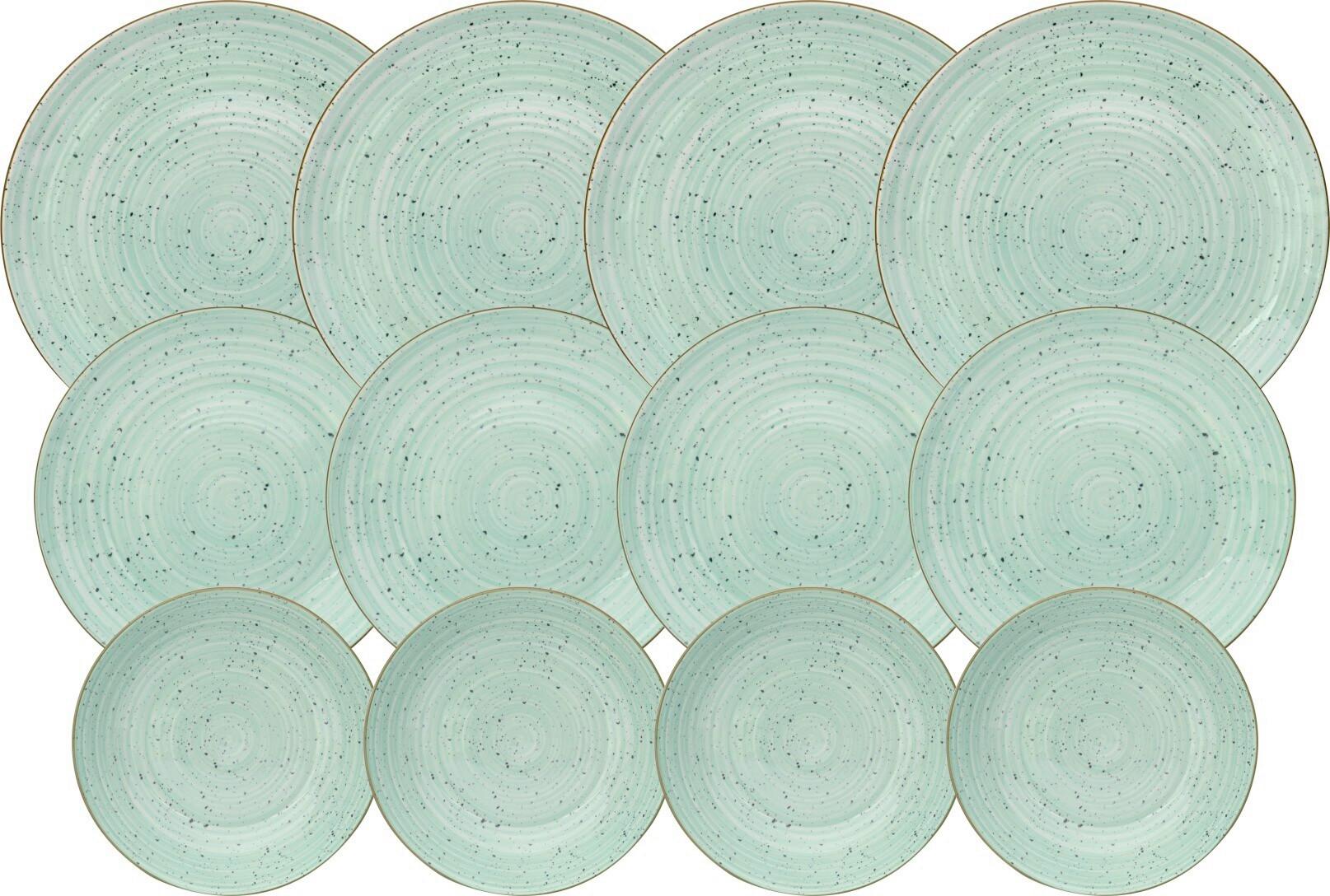 Tafelservice Tina in Mintgrün, 12-teilig - Mintgrün, KONVENTIONELL, Keramik - Mömax