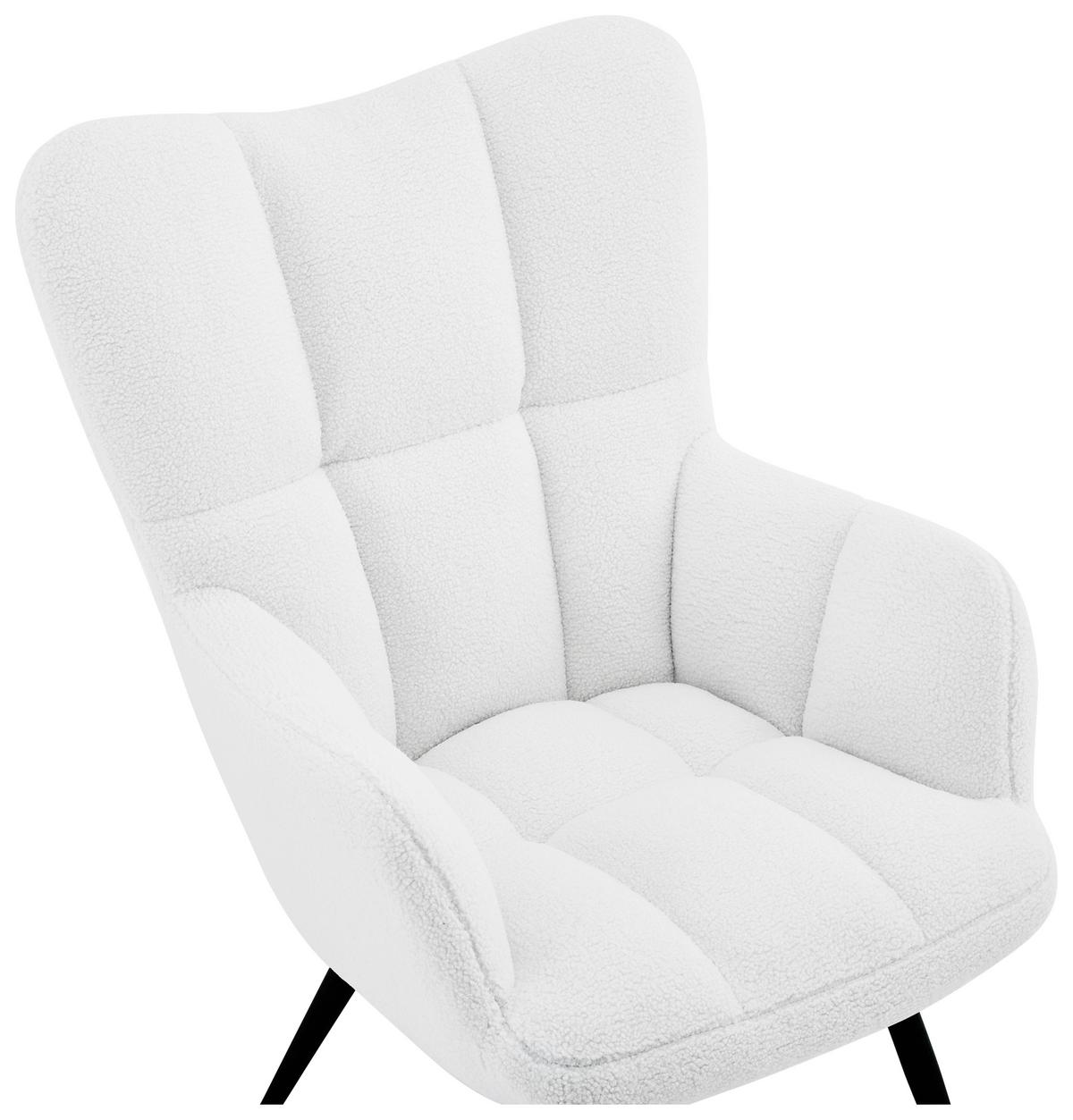 Fotelj Hanoi, Bela, S Taburejem - črna/bela, Moderno, kovina/tekstil (71/98/83cm)