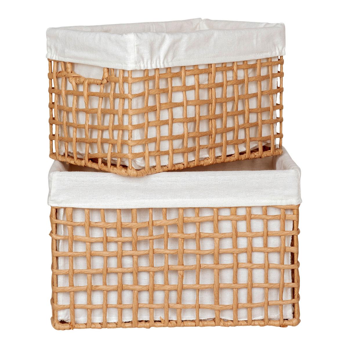 Korbset Bustelo Baskets Weiß/Hellbraun, 2-teilig - Hellbraun/Weiß, Design, Papier/Metall