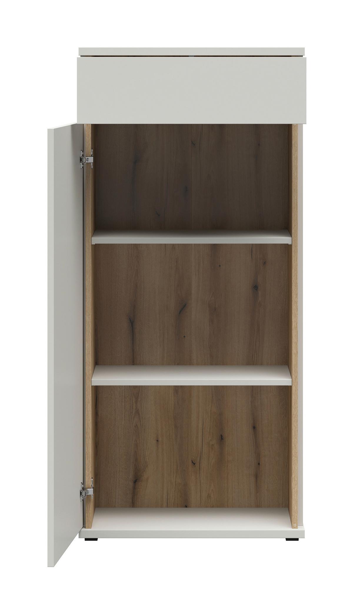 Schuhschrank Antonio Creme/Eichefarben - Eichefarben/Creme, Modern, Holzwerkstoff/Kunststoff (61/133/38cm) - Mömax