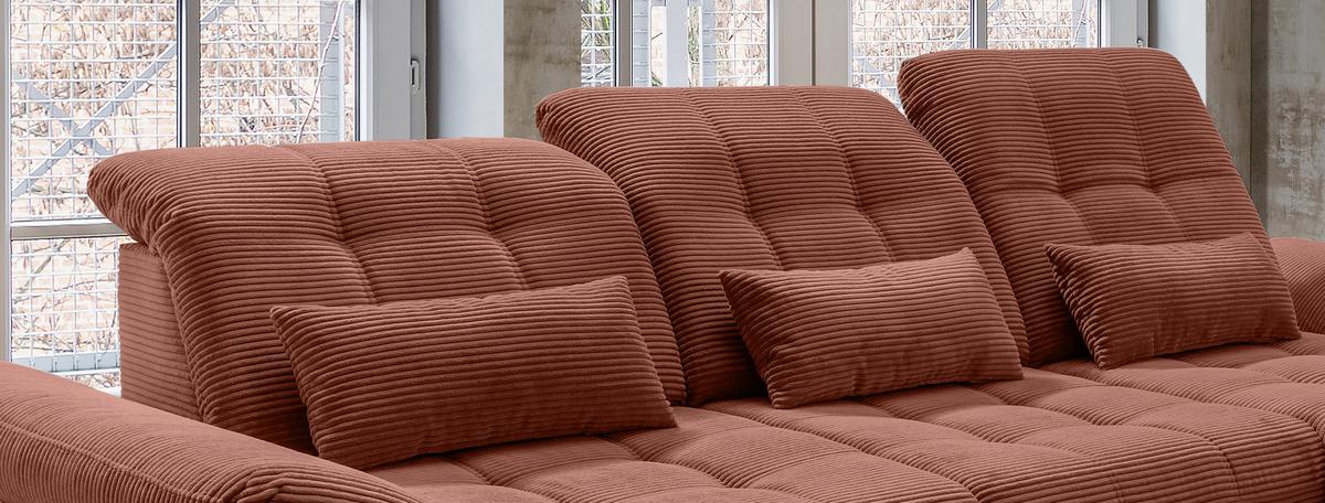 Ecksofa mit Bettkasten Rigatti ca. 314x184 cm Koralle - Koralle/Schwarz, MODERN, Textil/Metall (314/184cm) - Livetastic