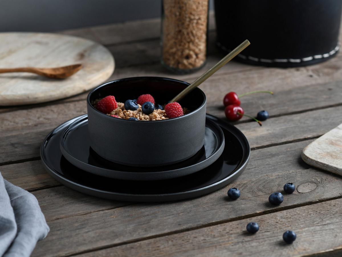 Set Skodelic Za Kosmiče Futuro Black, 4-Delni - črna, Basics, keramika (14cm) - Creatable