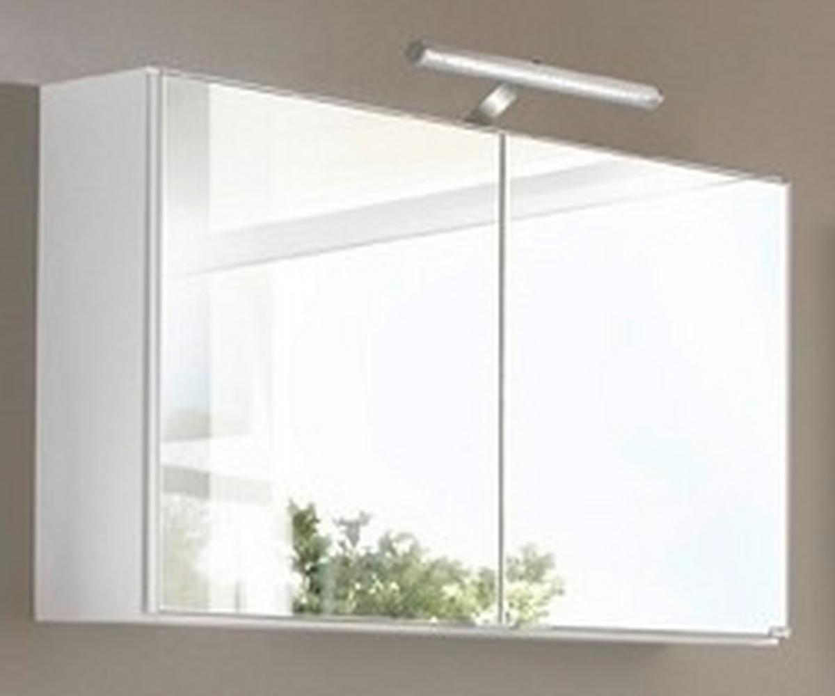 Spiegelschrank Siena mit LED ca. 80x65x20cm 2-türig Weiß - Chromfarben/Weiß, MODERN, Holzwerkstoff/Metall (80/65/20cm) - Held