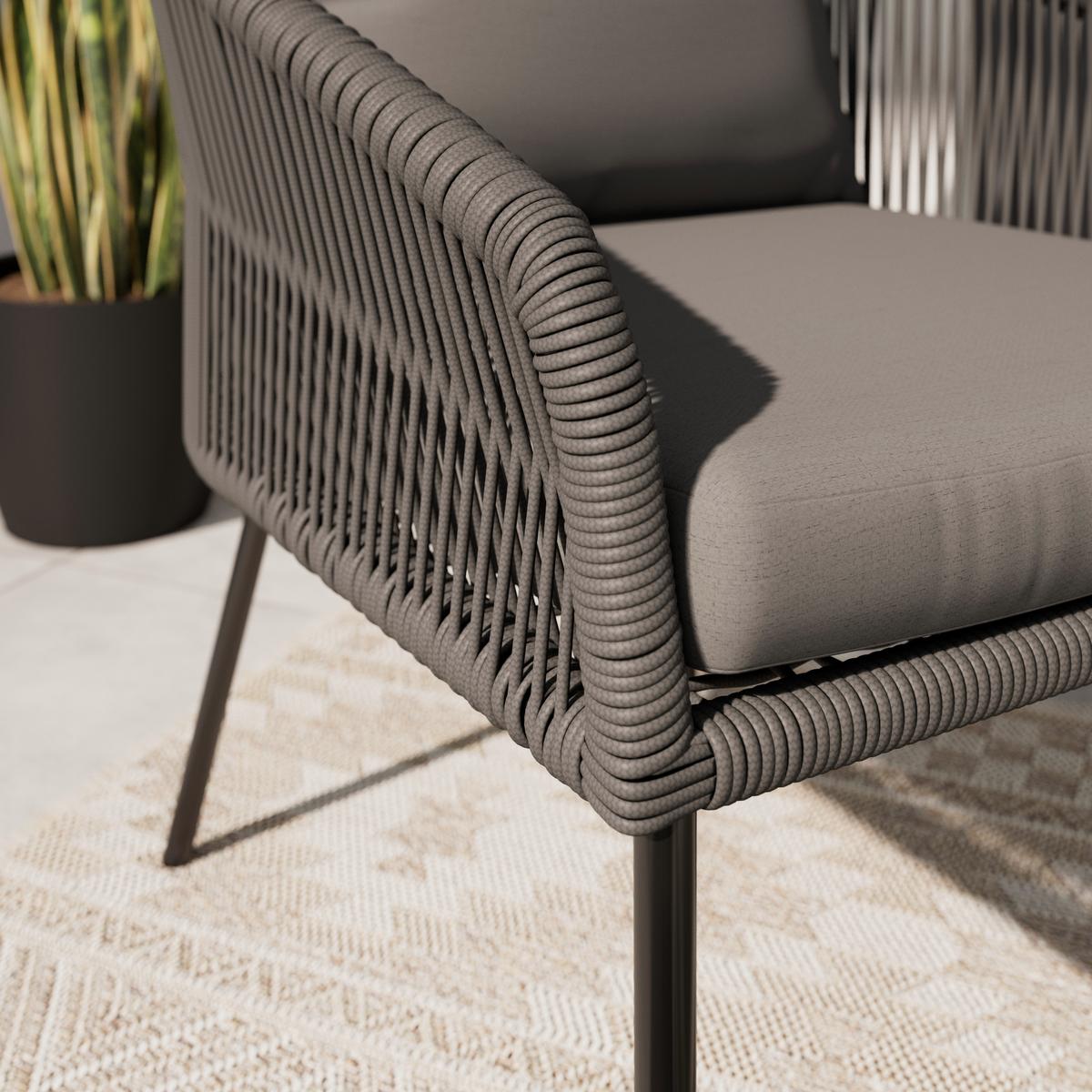 Balkonset Lilly Schwarz/Grau, 3-teilig - Grau, Modern, Kunststoff/Metall (60/65/75cm) - Mömax