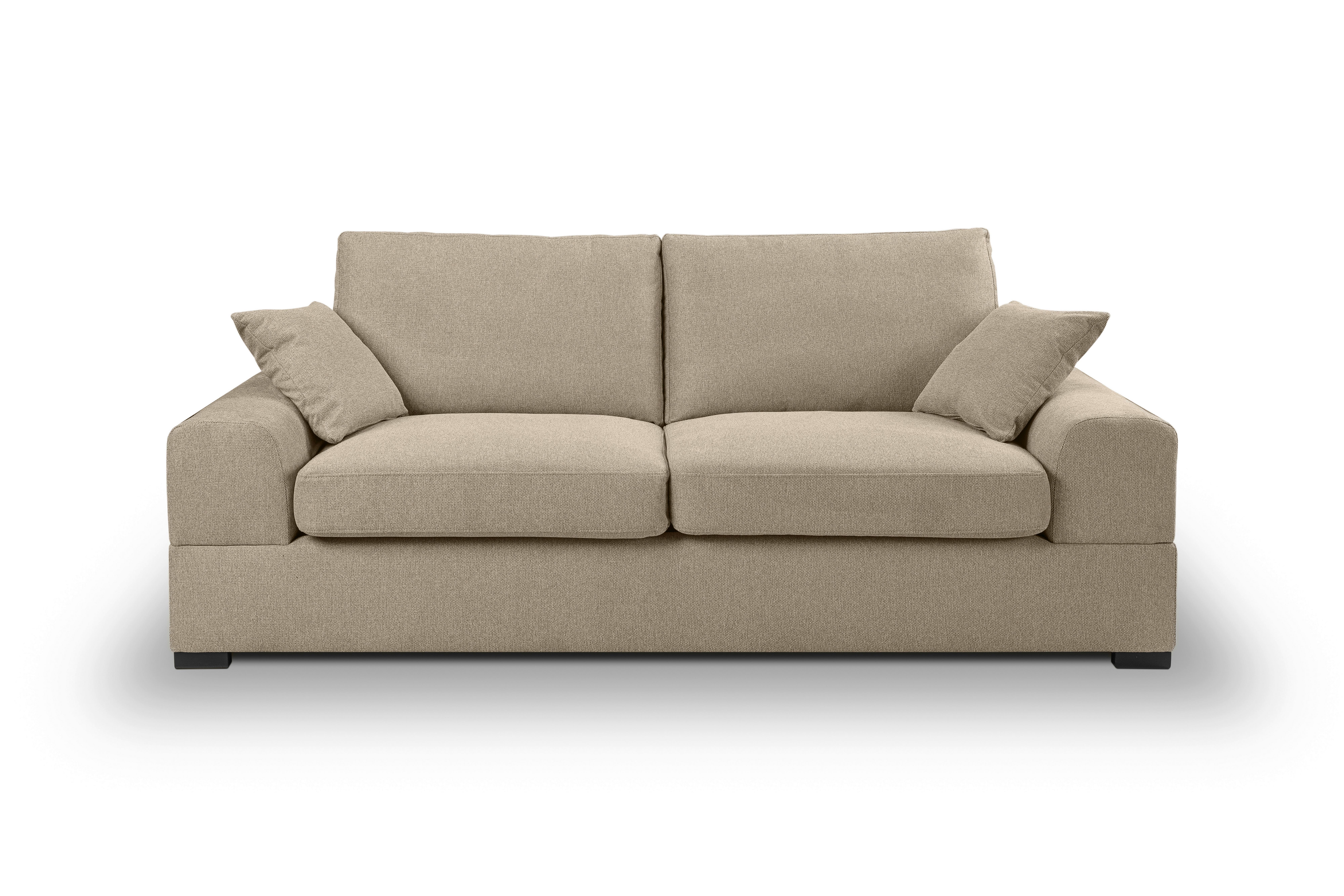 3-Sitzer-Sofa Veda Beige - Beige/Schwarz, Basics, Holz/Textil (221/93cm) - MID.YOU