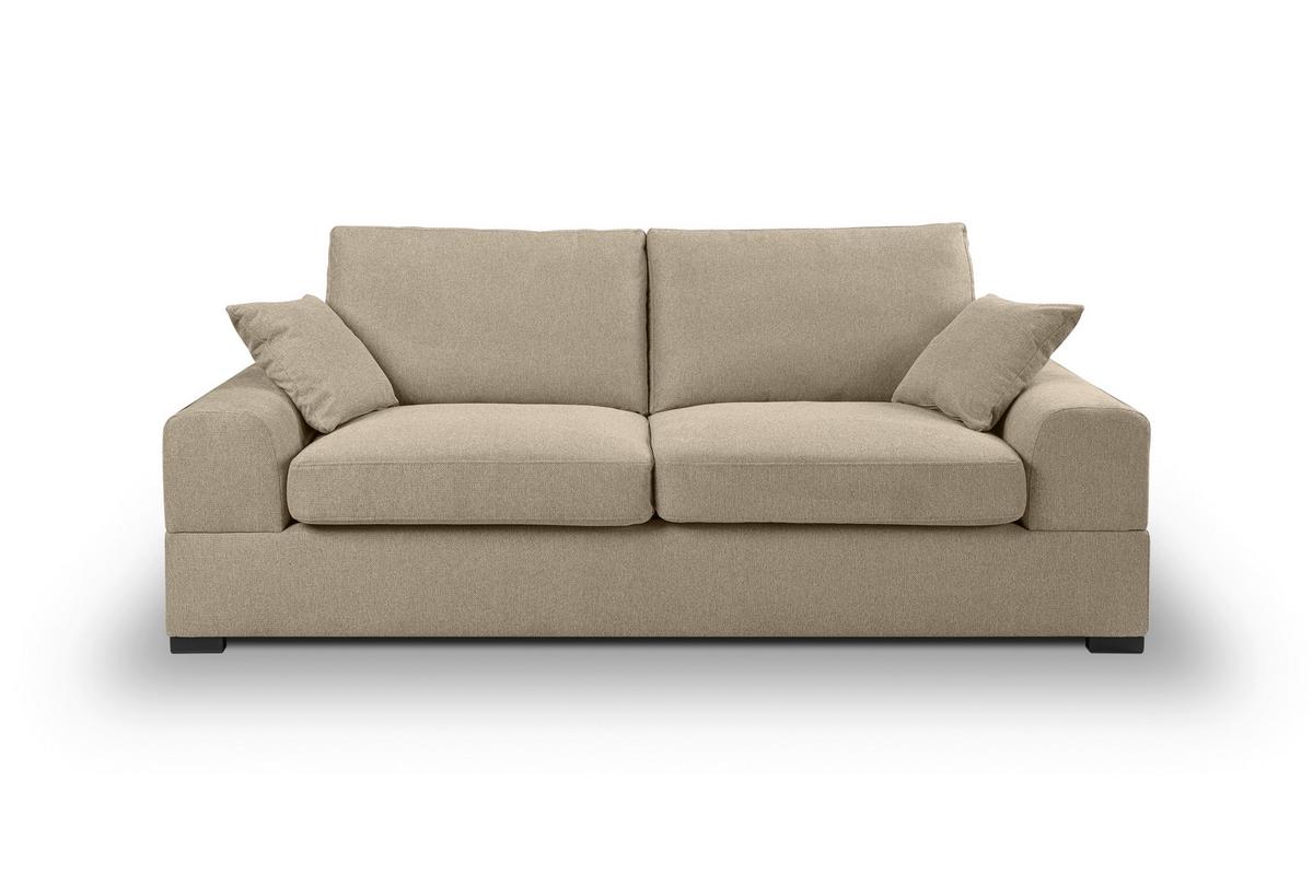 3-Sitzer-Sofa Veda Beige - Beige/Schwarz, Basics, Holz/Textil (221/93cm) - MID.YOU