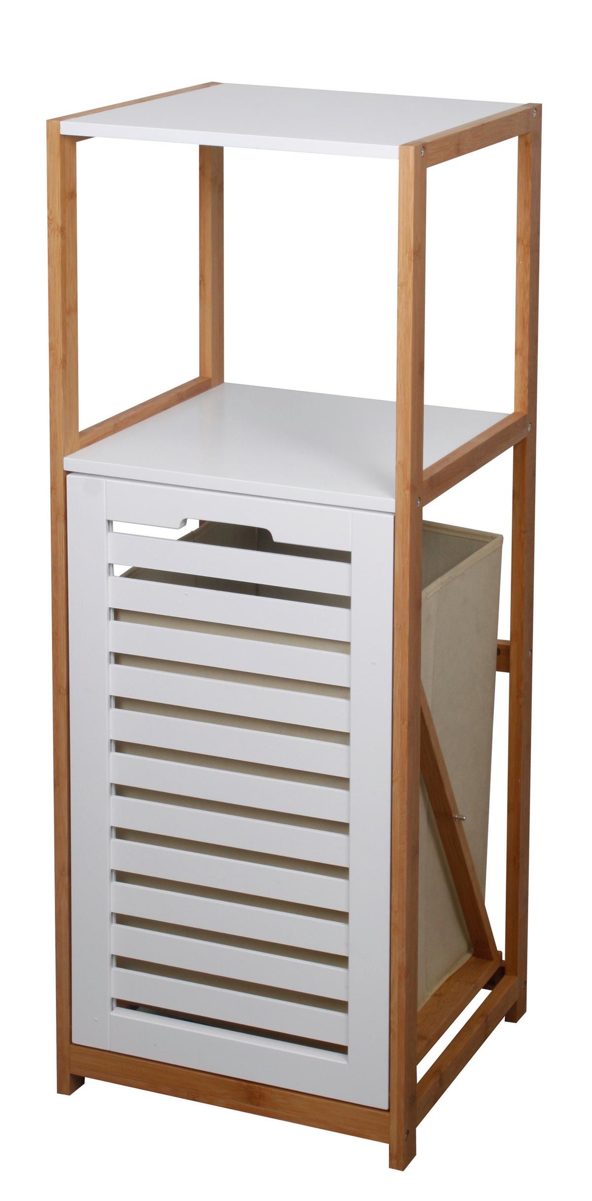 Kopalniški Regal Dustin - bela, Moderno, tekstil/leseni material (36/98/33cm) - Mömax