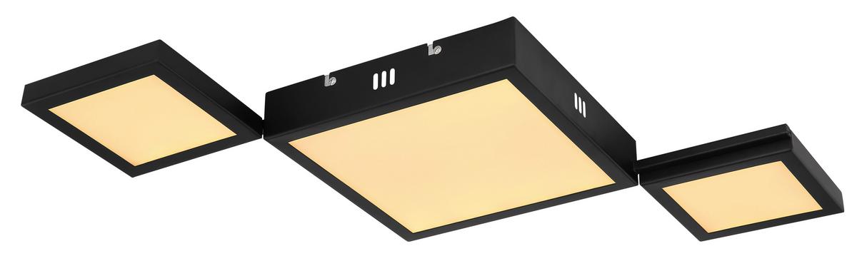 LED-Deckenleuchte 67253-25 in Opal/Schwarz max. - Opal/Schwarz, Design, Kunststoff/Metall (71/31/4,5cm) - Globo