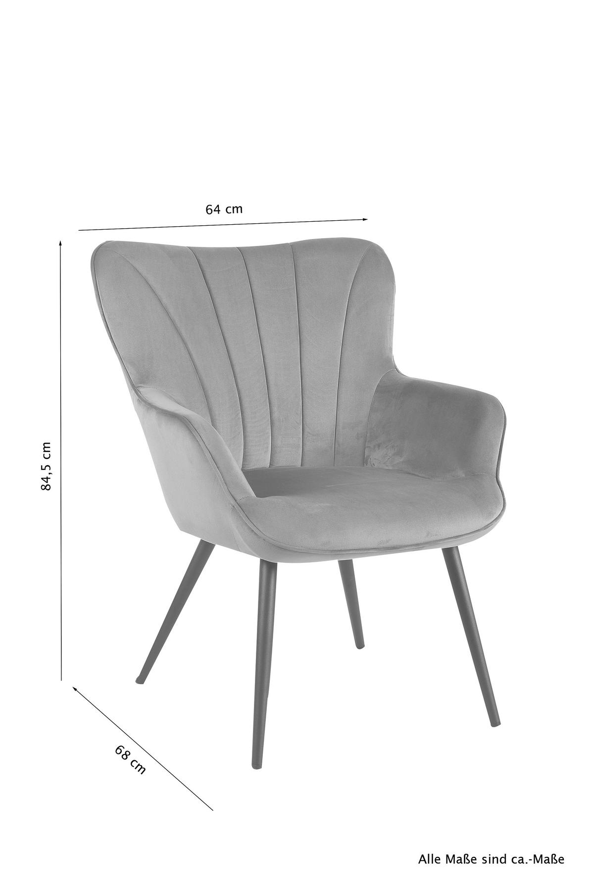 Sessel "Lexi", anthrazit - Anthrazit/Schwarz, Design, Textil/Metall (64/85/68cm) - MID.YOU