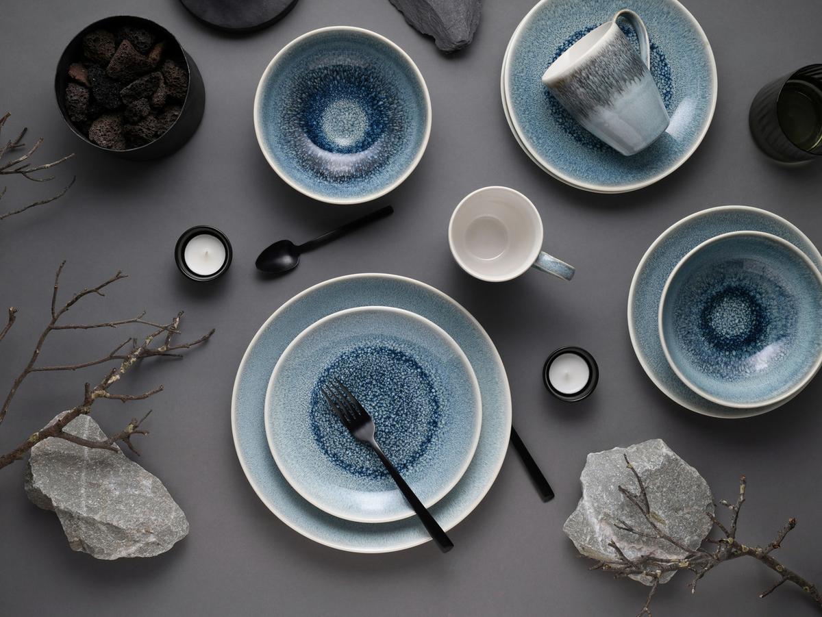 Kombinirani Servis Caldera Eisblau, 16-Delni - svetlo modra/bela, Basics, keramika - Creatable