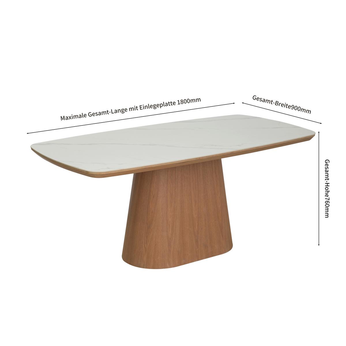 Jedilna Miza Tallinn, Naravna Barva, Bela, 180x90 - bela/naravne barve, Moderno, kovina/leseni material (180/90/76cm) - Livetastic