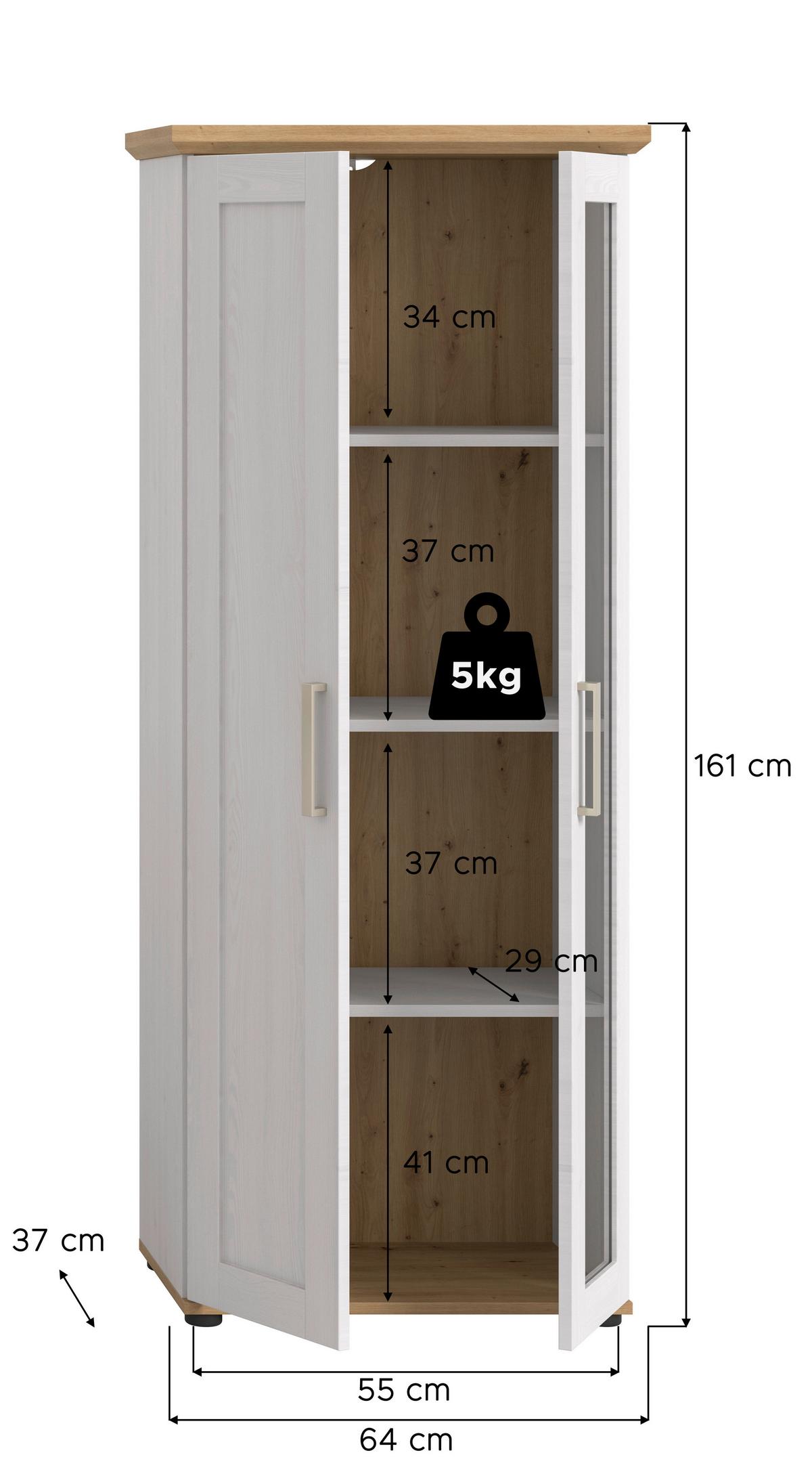 Vitrine Verona Lärche/Eiche - Silberfarben/Lärchefarben, Design, Holzwerkstoff/Kunststoff (64/161/37cm) - Livetastic