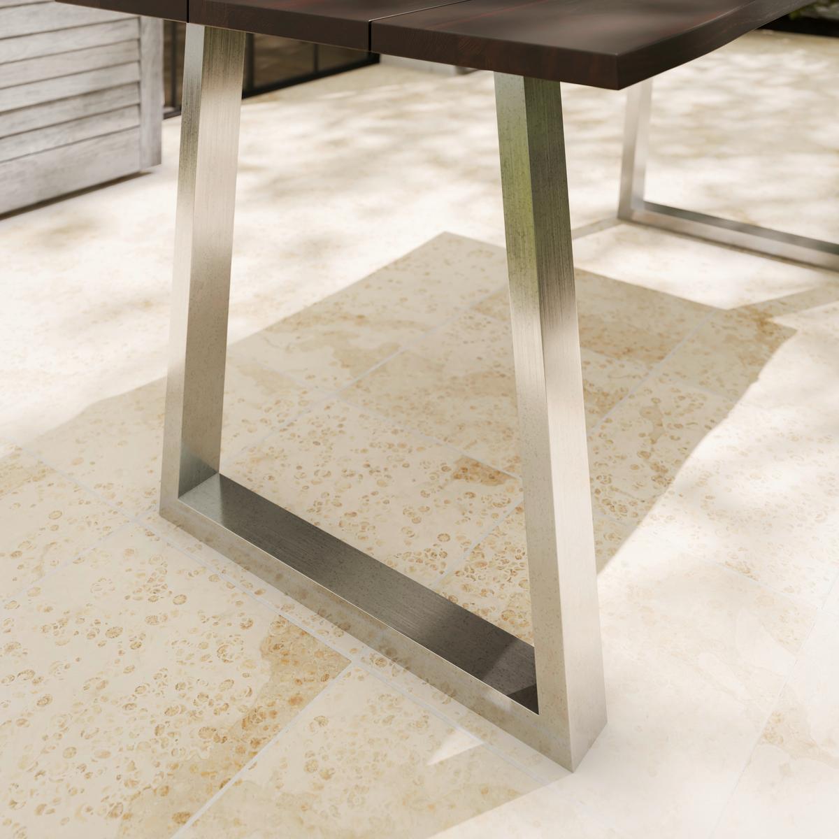 Gartentisch Christopher in Akaziefarben - Edelstahlfarben/Akaziefarben, Natur, Holz/Metall (180/100/76cm) - Mömax