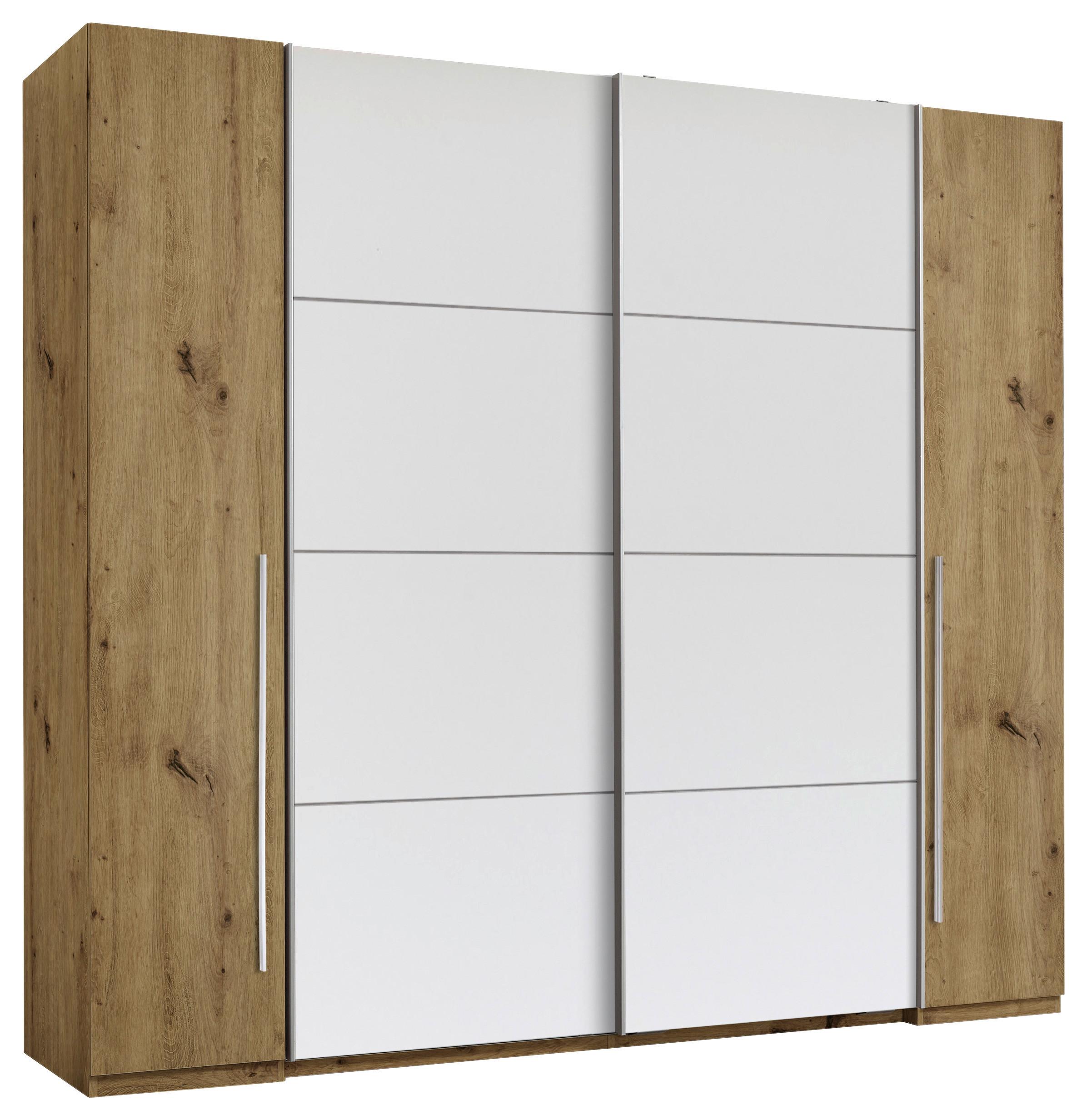 Schwebetürenschrank Joker in Weiß ca. 267x226x61cm - Eichefarben/Silberfarben, KONVENTIONELL, Holzwerkstoff/Kunststoff (267/226/61cm) - Mömax