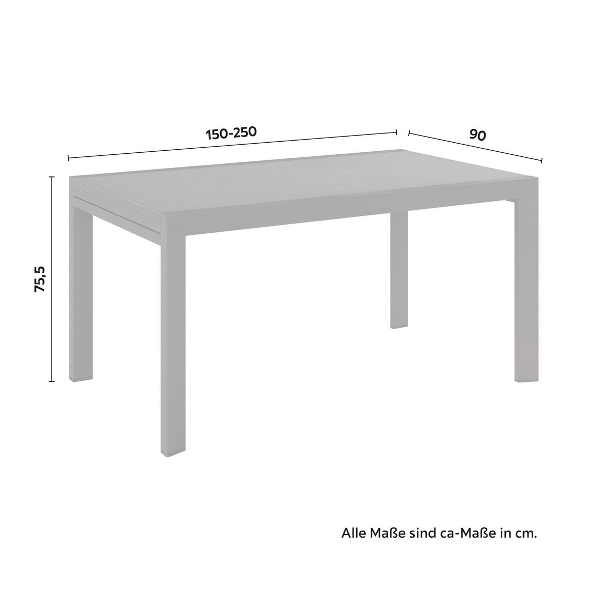 Produljivi Stol 148-250 Cm Lisa - antracit, Moderno, staklo/metal (150-250/90/75,5cm) - Mömax