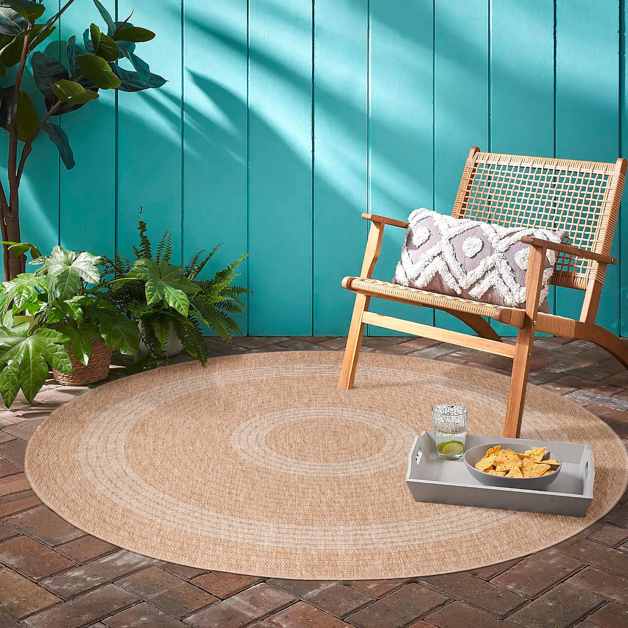 Outdoorteppich Comilla Beige Ø ca. 120cm - Beige, Basics, Textil (120/120cm) - Novel