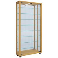 Vitrine Lumo mit LED ca. 59x115x18 cm Buche - Buchefarben/Schwarz, MODERN, Glas/Holzwerkstoff (59/114,8/18cm) - MID.YOU