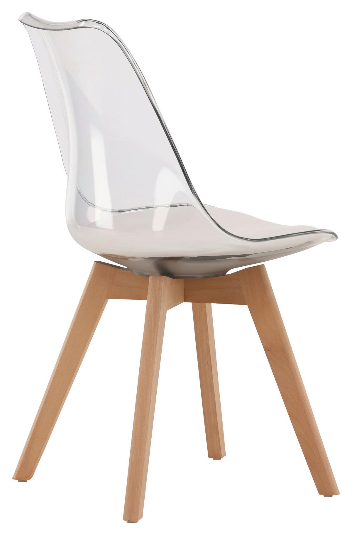 STUHL-SET EDVIN - Birkefarben/Weiß, Design, Holz/Textil (49/85/50cm) - Livetastic