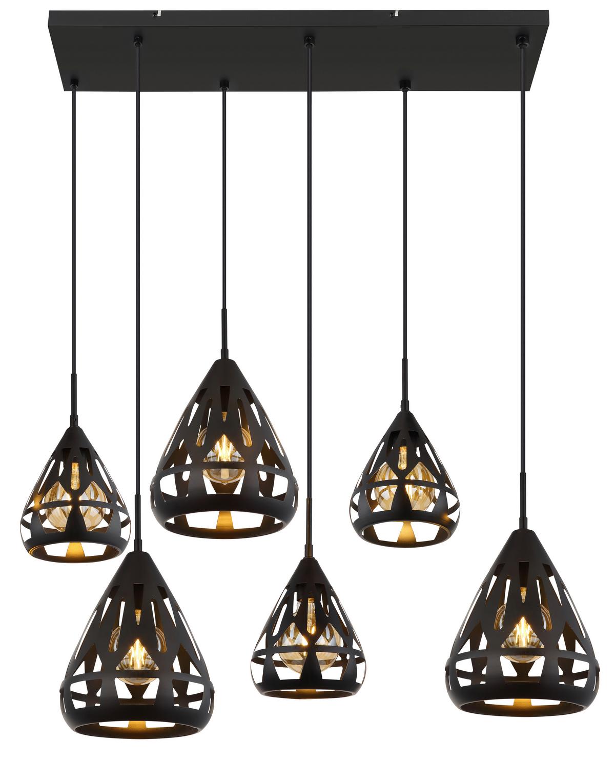 Hängeleuchte Hassan Schwarz max. 40 Watt - Schwarz, Basics, Kunststoff/Metall (90/43/120cm) - Globo