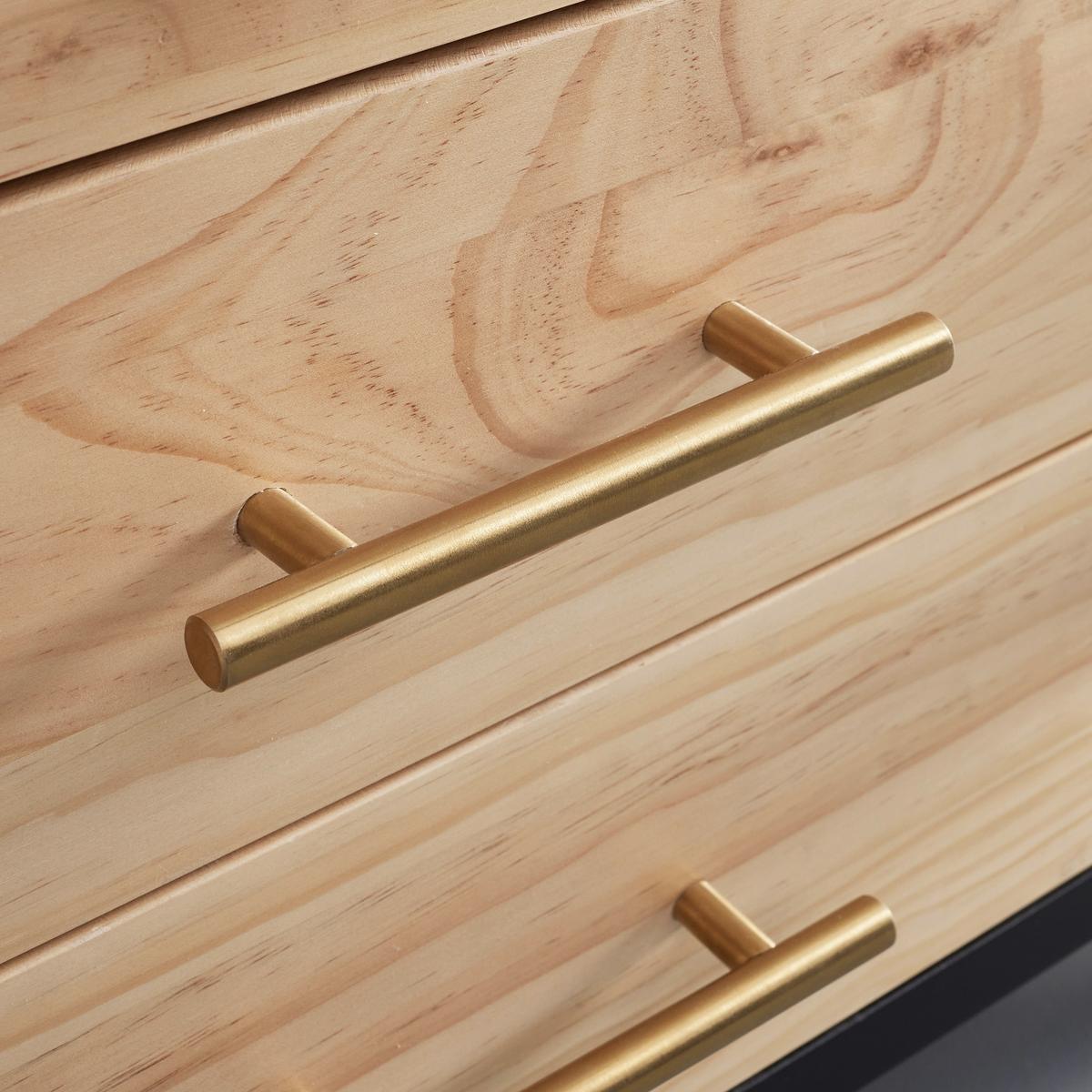 Komoda Massimo, Barva Bora, Črna - zlate barve/barve bora, Moderno, kovina/les (160/44/55cm) - Bessagi Home