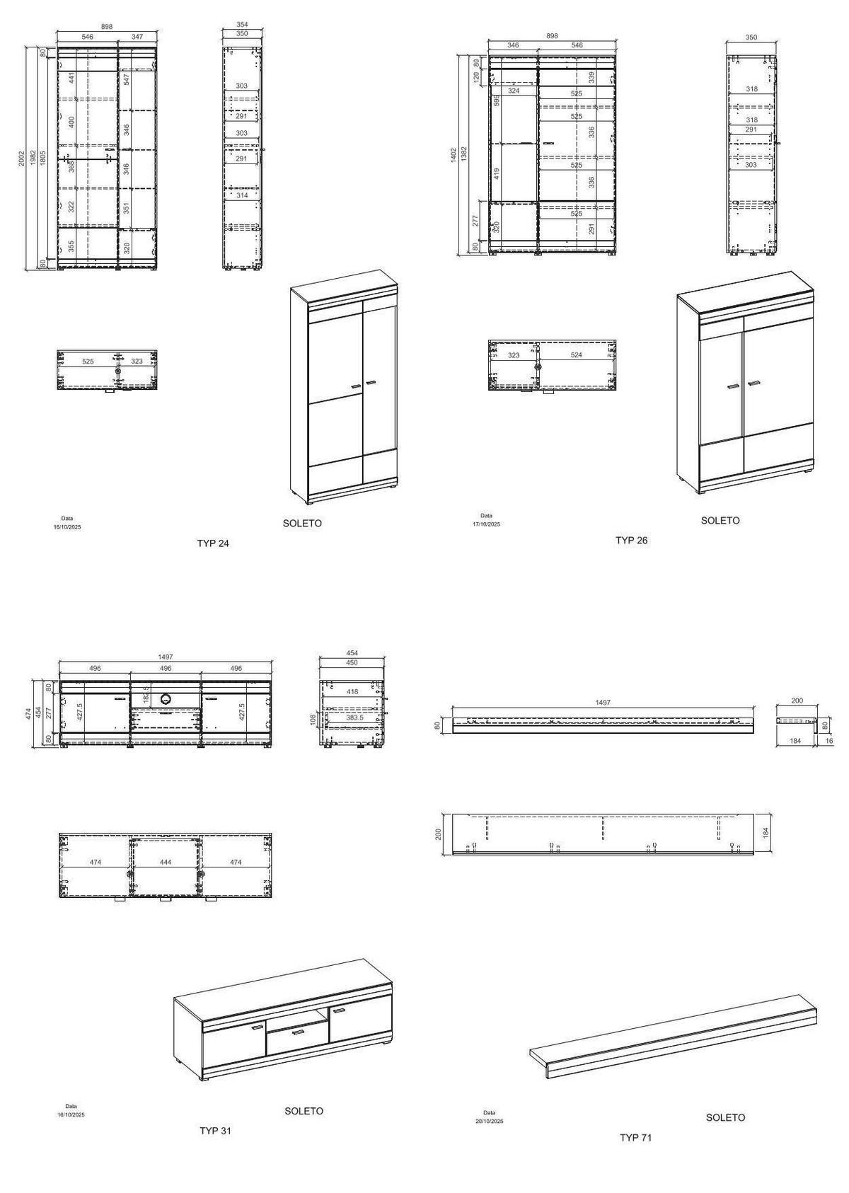 WOHNWAND SOLETO - Eichefarben/Graphitfarben, Design, Glas/Holzwerkstoff (350/201/45cm) - MID.YOU