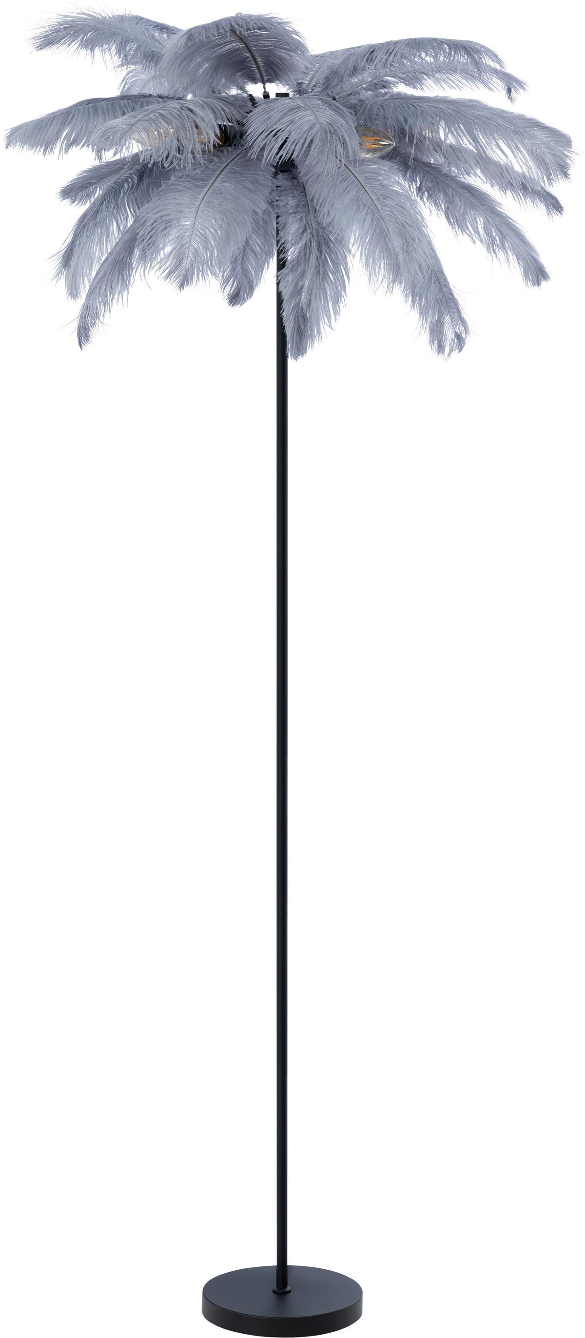 LAMPA STOJĄCA PALMA - czarny/szary, Trend, metal/tkanina (55/160cm) - Novel