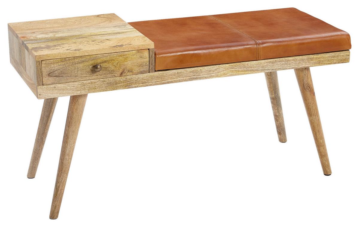 Klop Brez Naslona Salim - rjava, Natur, les (100/52/38cm) - MID.YOU