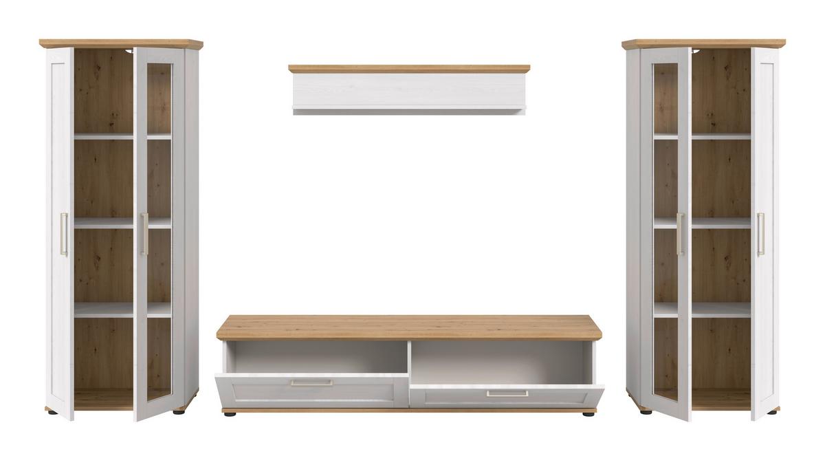 Dnevni Regal Verona, Bela, Barva Macesna, 4-Delni - srebrne barve/barve macesna, Design, umetna masa/leseni material (316/161/40cm) - Livetastic