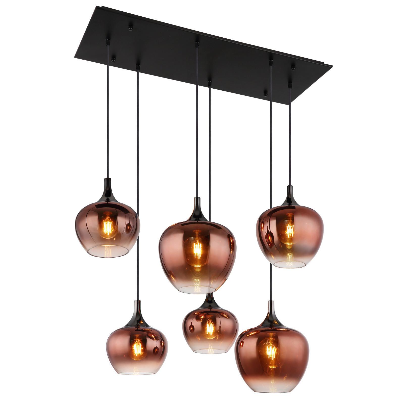 Svjetiljka Viseća 15548-6hg - bakrene boje/crna, Basics, staklo/metal (86/42/120cm) - Globo