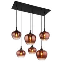 Svjetiljka Viseća 15548-6hg - bakrene boje/crna, Basics, staklo/metal (86/42/120cm) - Globo