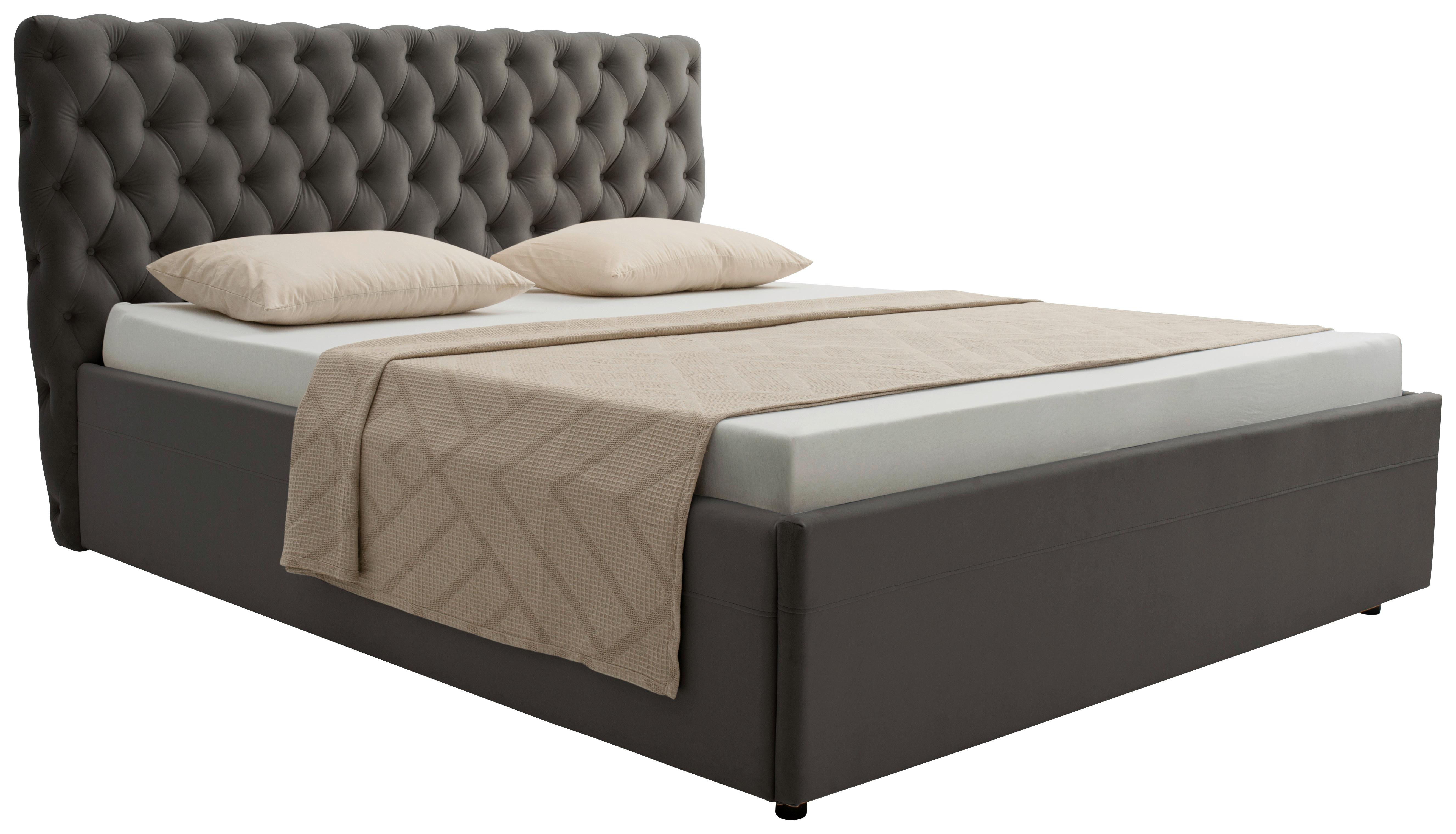 Polsterbett Katar Grau ca. 180x200cm - Anthrazit/Schwarz, KONVENTIONELL, Textil (180/200cm) - Mömax