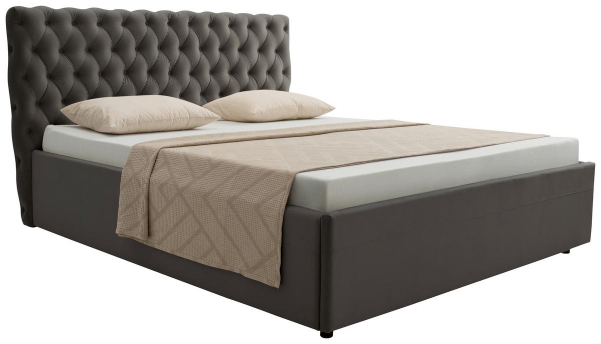 Polsterbett Katar Grau ca. 180x200cm - Anthrazit/Schwarz, KONVENTIONELL, Textil (180/200cm) - Mömax