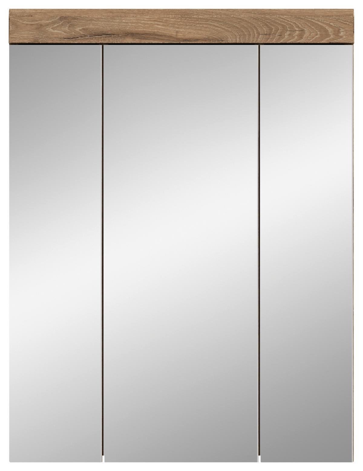 Omara Z Ogledalom Wave, Hrast - Moderno, steklo/leseni material (60/79/18cm) - MID.YOU