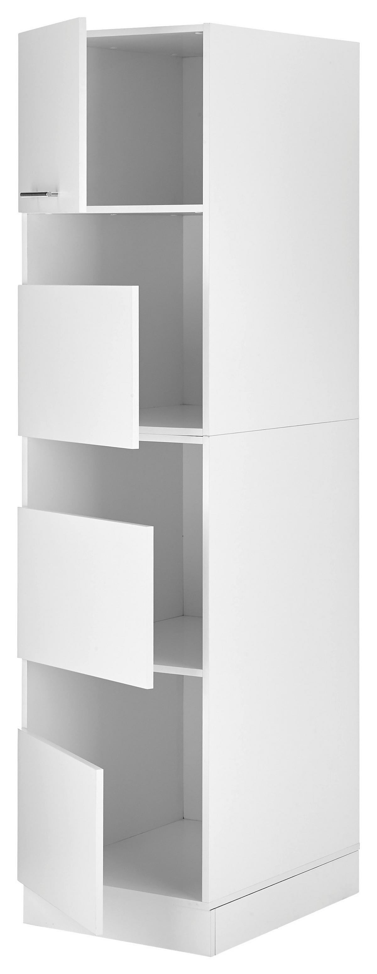 Wäscheschrank Clara Weiß B/H: ca. 50x200 cm - Edelstahlfarben/Weiß, KONVENTIONELL, Holzwerkstoff/Metall (50/200/67,6cm) - Respekta
