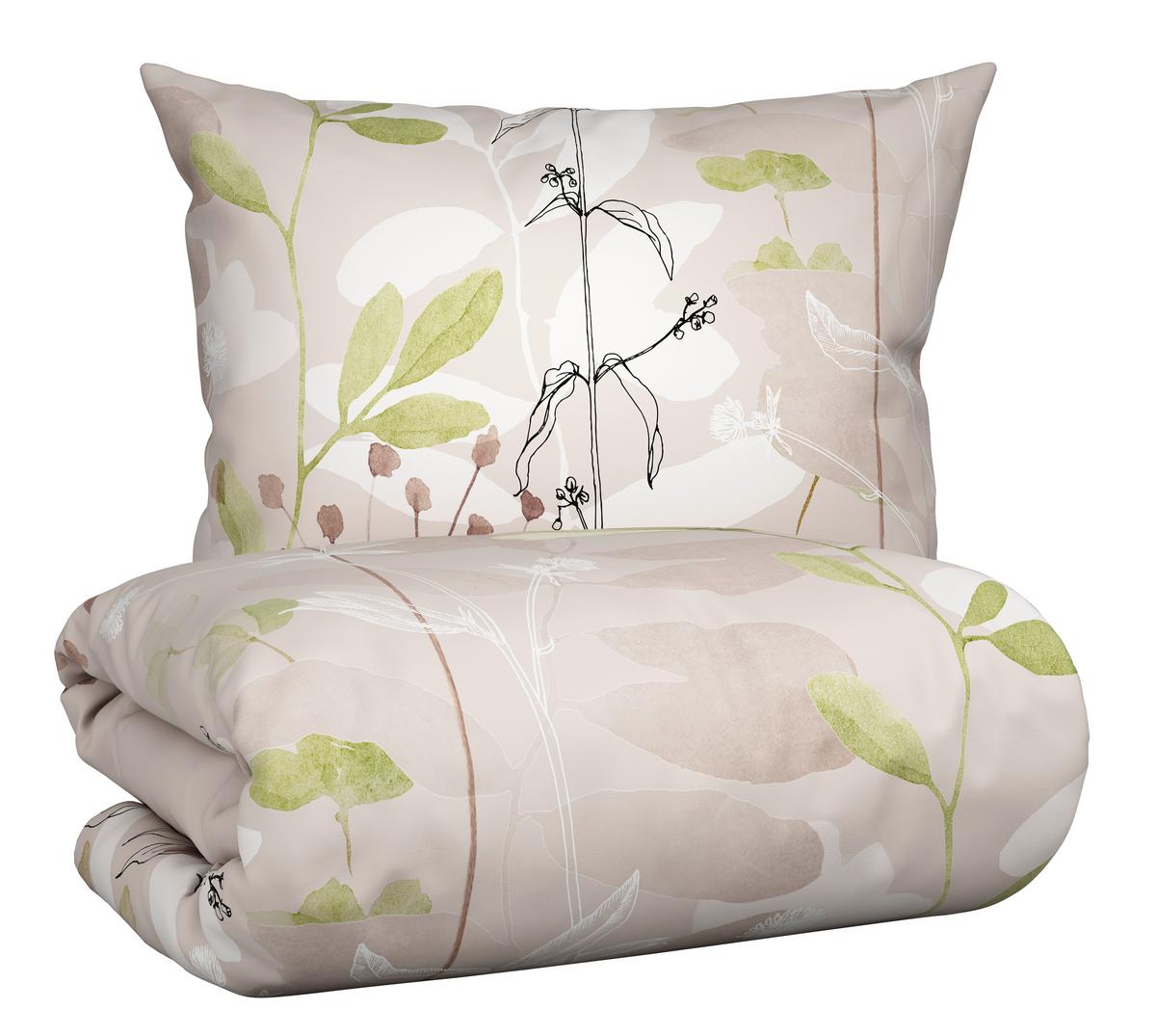 BETTWÄSCHESET LOALA - Beige/Grün, Romantik / Landhaus, Textil (160/210cm) - Mömax