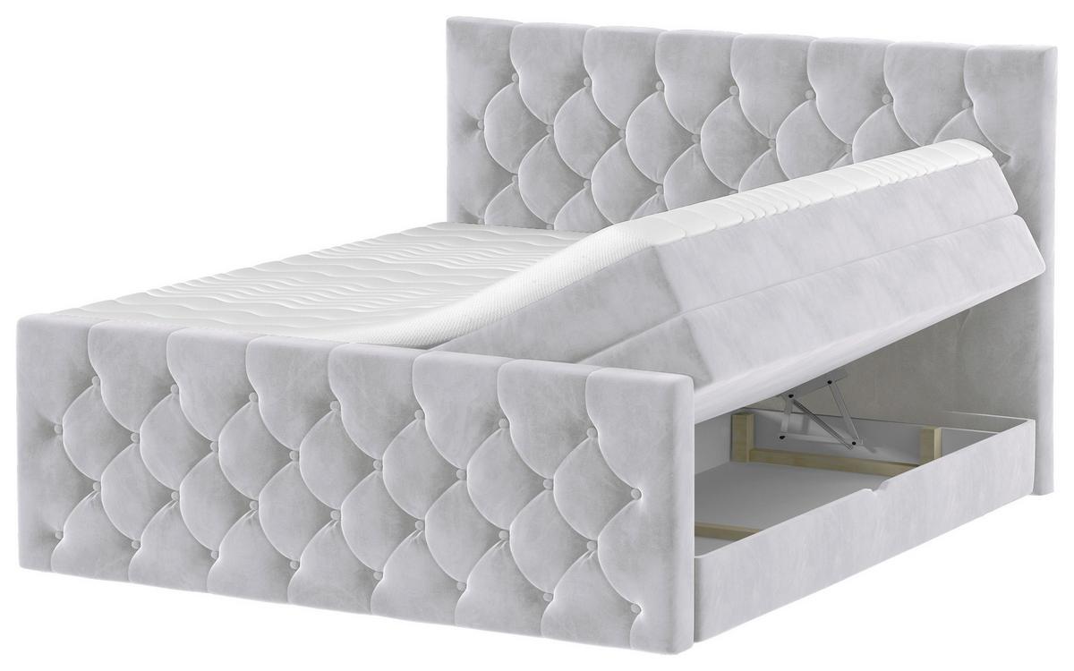 PAT BOXSPRING ELIO - argintiu/bej, Romantik / Landhaus, textil (140/200cm) - James Wood