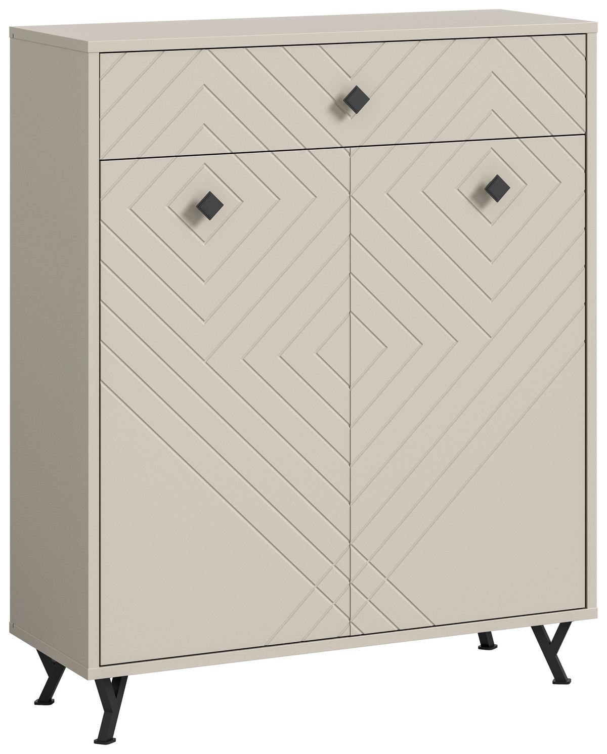 Schuhschrank Notes ca. 80x100x35 cm Sandbeige - Design, Holzwerkstoff/Metall (80/100/35cm) - MID.YOU