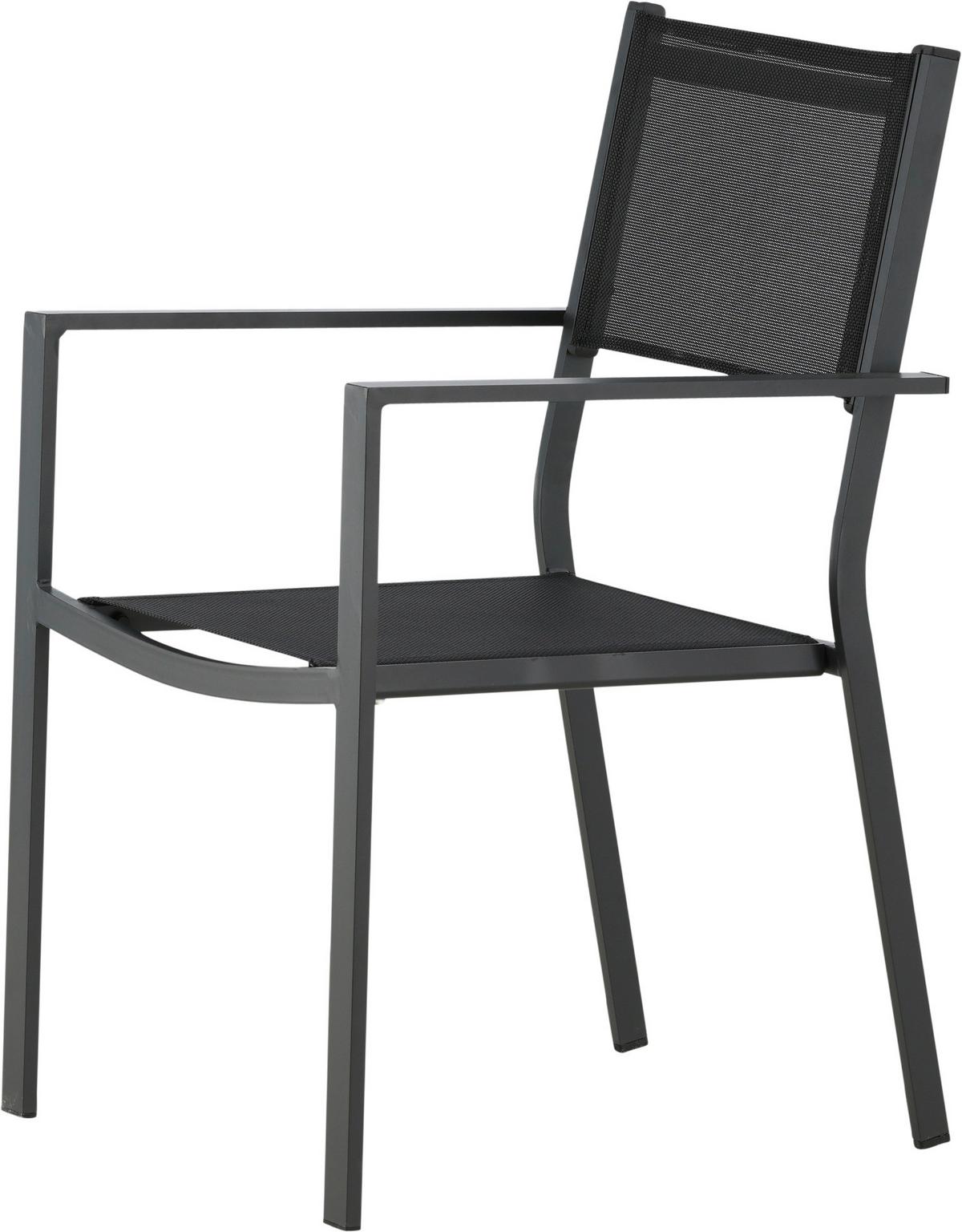 Stapelsessel-Set Copacabana Schwarz Aluminium 2er-Set - Schwarz, KONVENTIONELL, Textil/Metall (56.5/88/61cm) - Gardenson