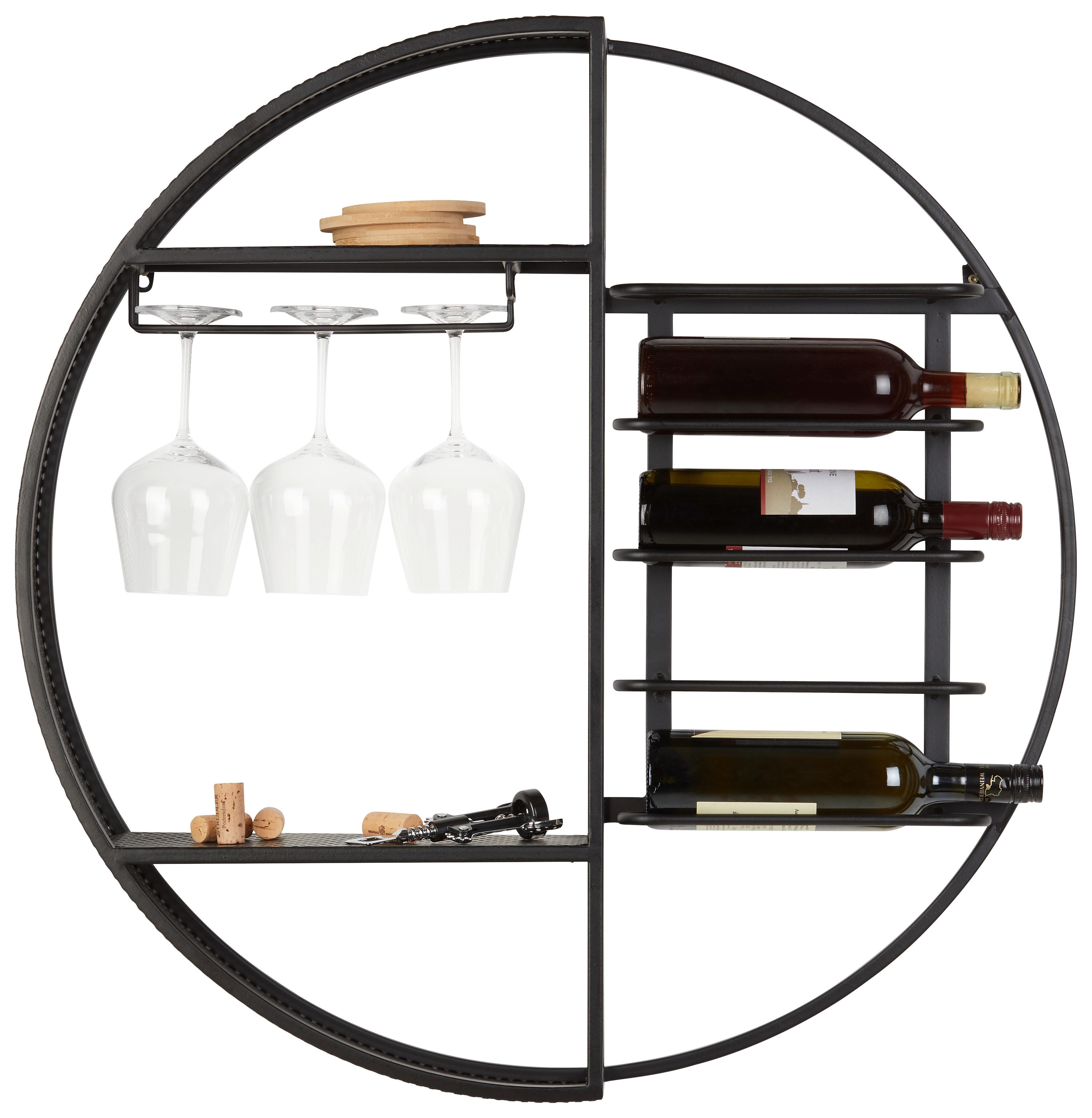 Regal Za Steklenice Billy, Železo - črna, Trendi, kovina (80/80/15cm) - Premium Living